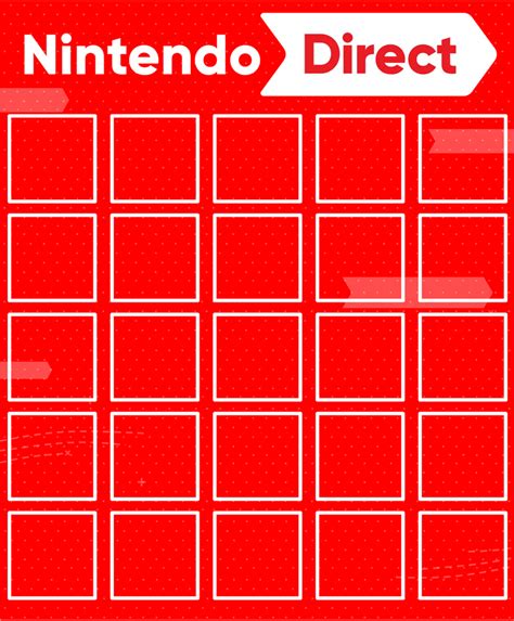 Create Your Own Nintendo Direct Bingo Card Template