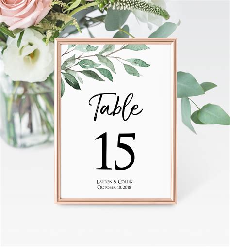 Create Your Own Wedding Table Numbers Template