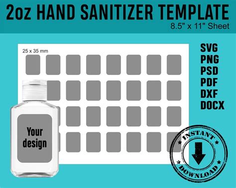 Customizable 2 Oz Hand Sanitizer Label Template Design