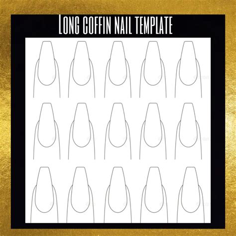 Customizable Blank Coffin Nail Template Design