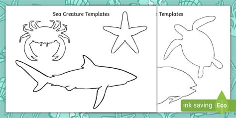 Cut-Out Sea Creatures Templates For Kids