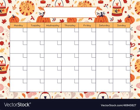 Cute Monthly Calendar Template Free Download