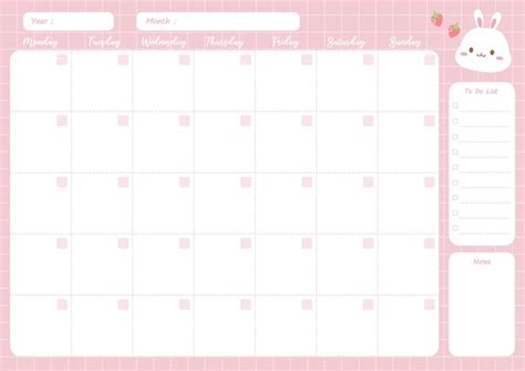 Cute Monthly Planner Template For Productivity