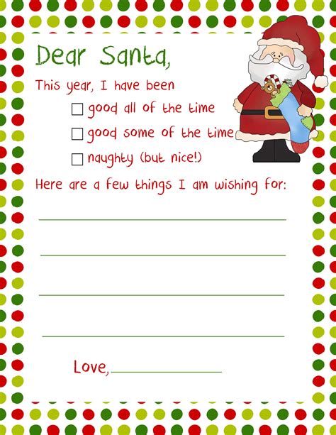 Dear Santa Letter Template For Kids