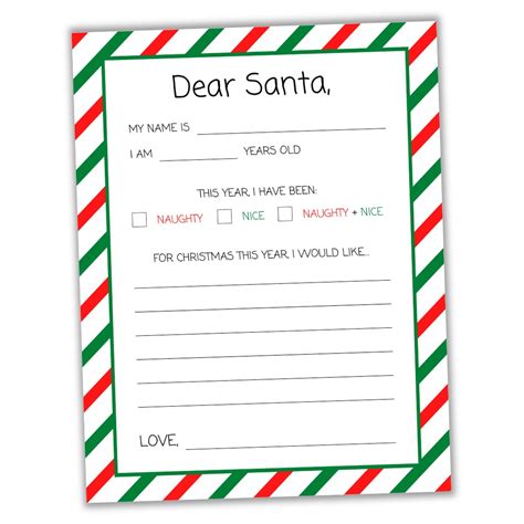 Dear Santa Letter Template Free Printable