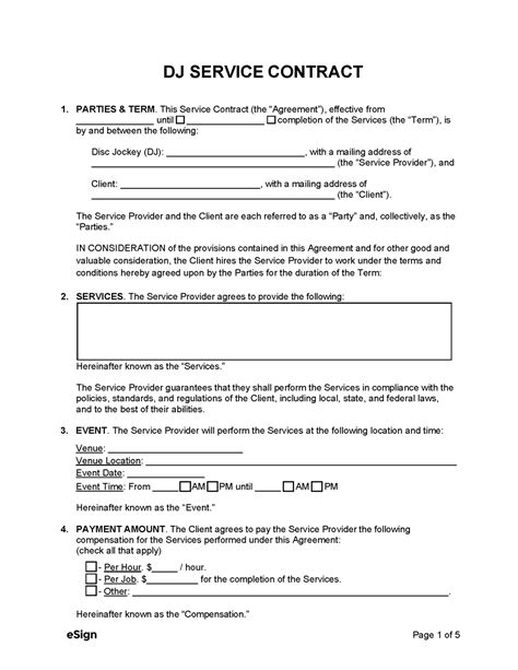 Disc Jockey Contract Template For Professional Djs