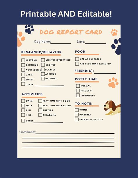 Doggy Report Card Template For Pawsome Pup Parents