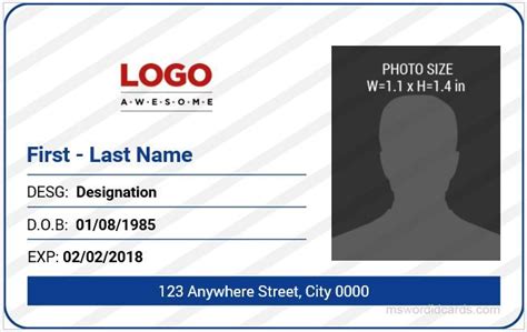 Download Free Id Card Template For Microsoft Word