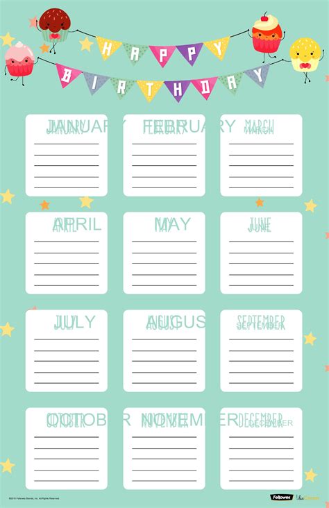 Editable Birthday Calendar Template For Personalized Planning