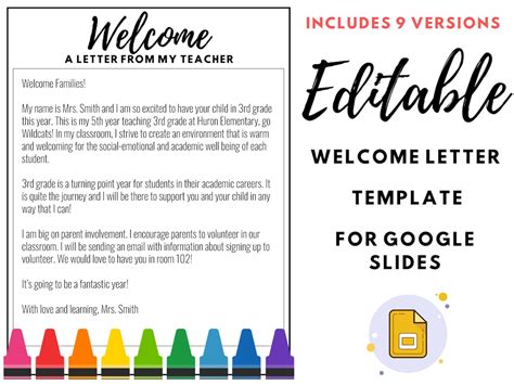 Editable Teacher Welcome Letter Template For Classroom Success