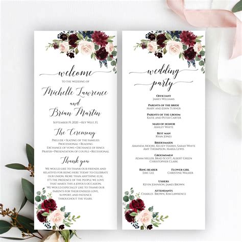 Editable Wedding Program Template For A Perfect Ceremony