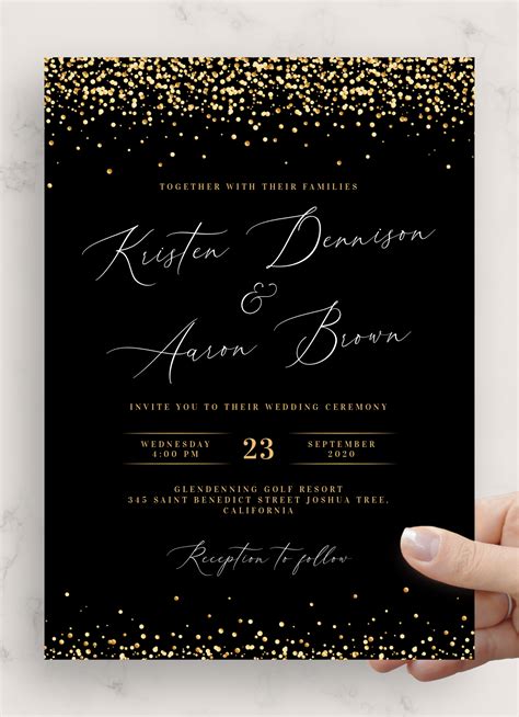 Elegant Black Gold Blank Invitation Templates Designs