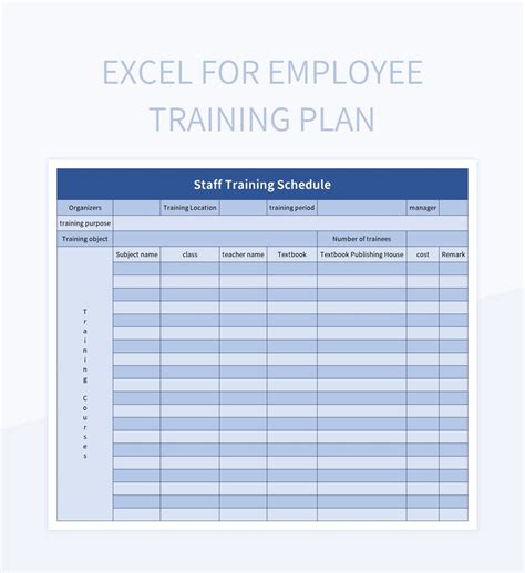 Employee Training Plan Template In Excel