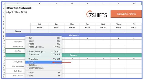 Excel Restaurant Schedule Template For Efficient Staff Management