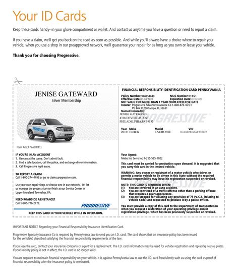 Fake Car Insurance Card Template Free Download