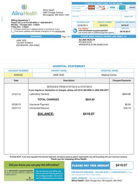 Fake Hospital Bill Template For Insurance Claims