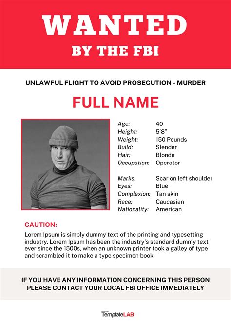 Fbi Most Wanted Poster Template Free Download