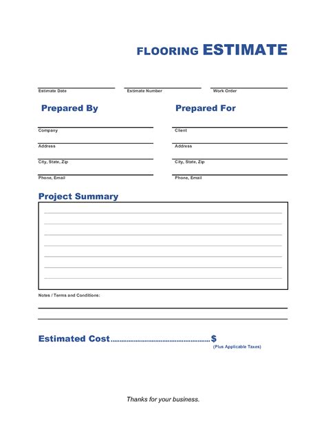 Flooring Estimate Proposal Template Made Easy