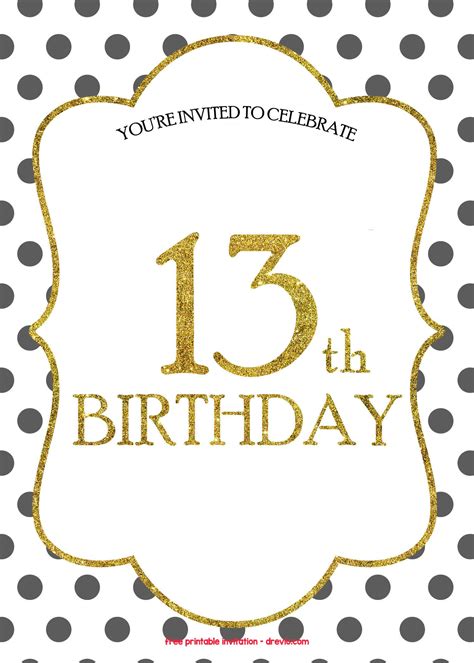 Free 13th Birthday Invitation Templates