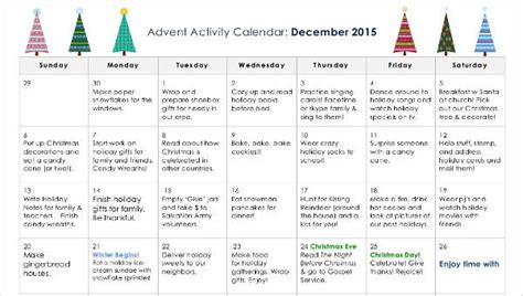 Free Activity Calendar Template For Microsoft Word