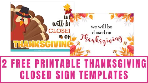 Free Closed For Thanksgiving Sign Template Download