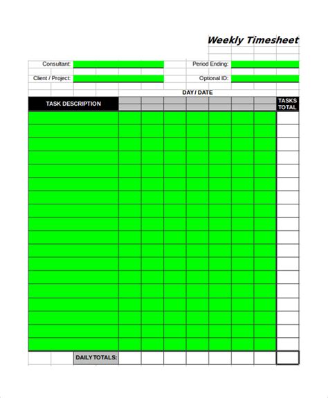 Free Consultant Timesheet Template In Excel