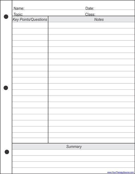 Free Cornell Notes Template For Effective Note Taking