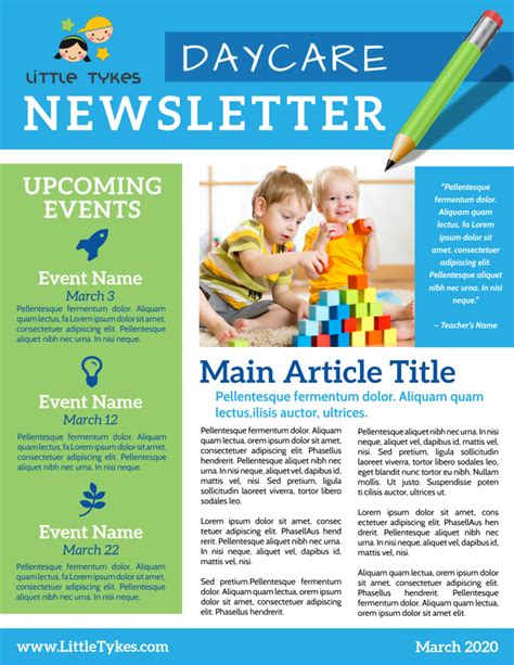 Free Daycare Newsletter Template For Parents And Providers