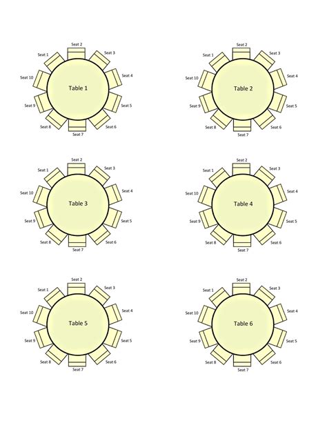 Free Editable Table Seating Chart Template Download