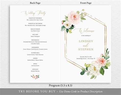 Free Editable Wedding Program Template Download