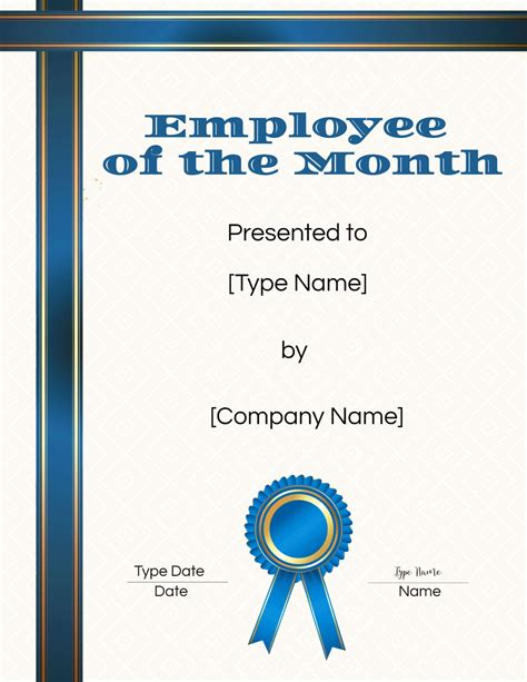 Free Employee Of The Month Certificate Templates