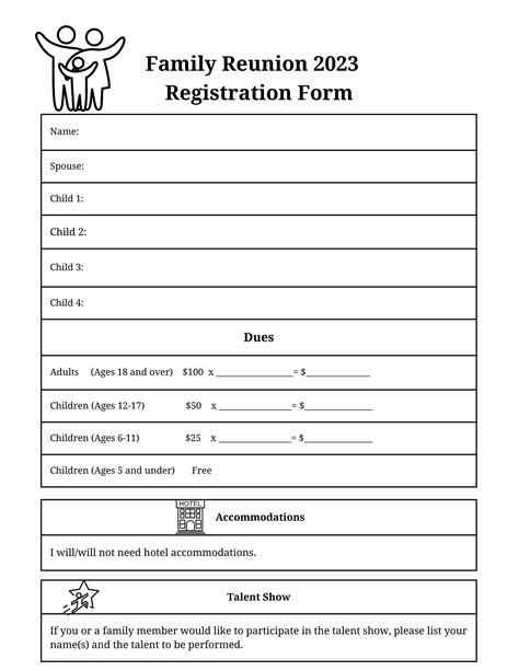 Free Family Reunion Registration Form Templates Download