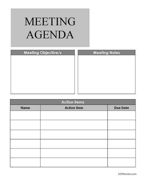 Free Google Doc Meeting Agenda Template