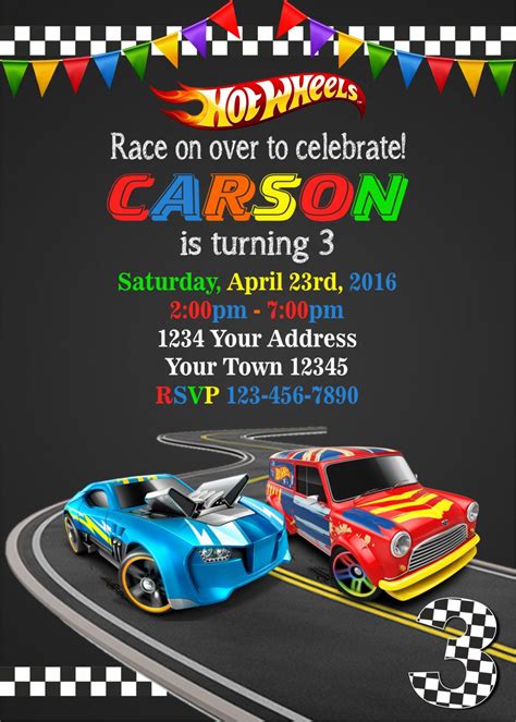 Free Hot Wheels Birthday Invitation Template Designs