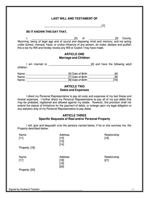 Free Last Will Template For Married Couples Made Easy