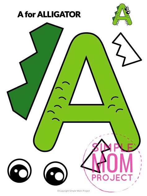 Free Letter A Alligator Craft Template For Kids