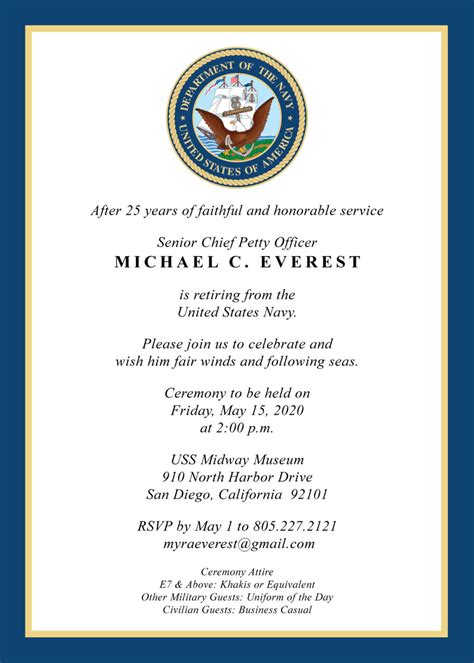 Free Military Retirement Invitation Templates