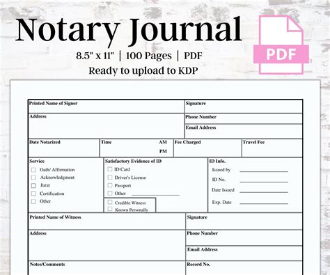 Free Notary Public Journal Template Download