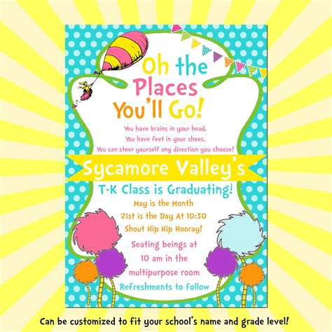 Free Oh The Places Youll Go Graduation Invitation Template