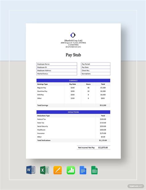 Free Paystub Template For Google Docs Download