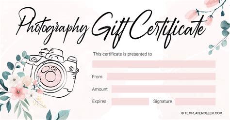 Free Photography Gift Certificate Template Download