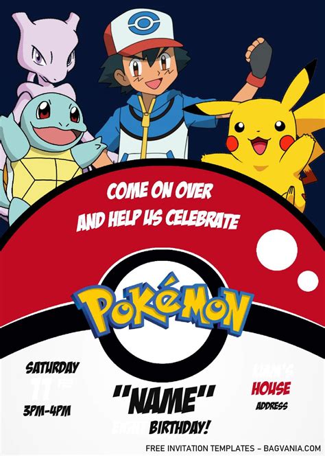 Free PokéMon Invitation Templates For Kids Parties