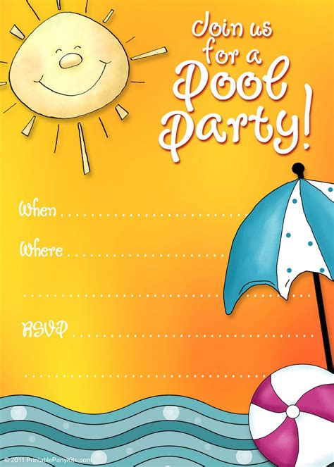 Free Pool Party Invitations Templates Download