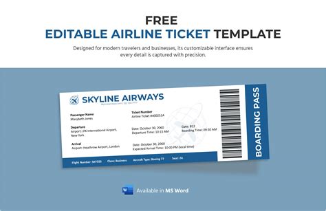 Free Printable Airline Ticket Templates To Download