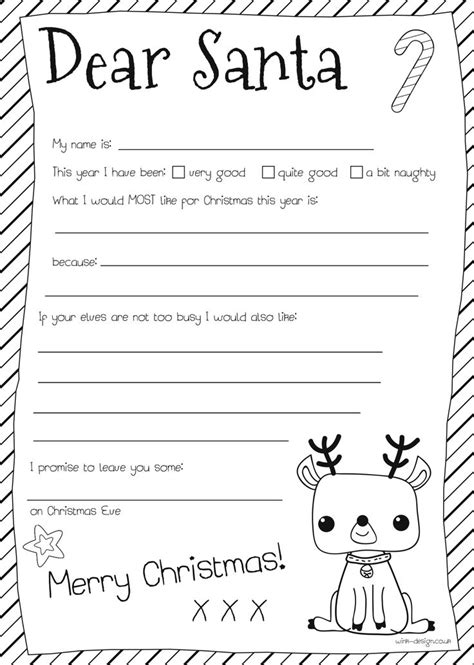 Free Printable Black And White Letter To Santa Template