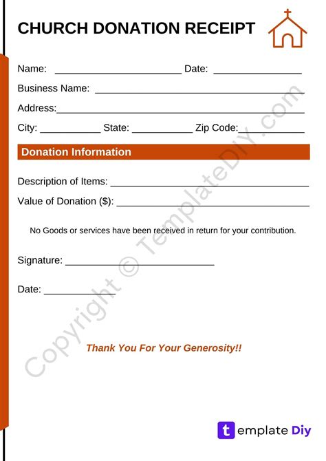 Free Printable Church Donation Receipt Template