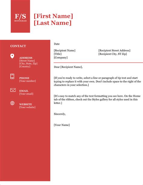 Free Printable Cover Letter Templates For Microsoft Word