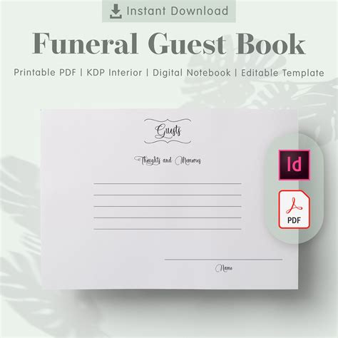 Free Printable Funeral Guest Book Template Download