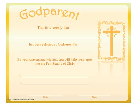 Free Printable Godparent Certificate Template Download