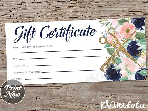 Free Printable Hair Salon Gift Certificate Template